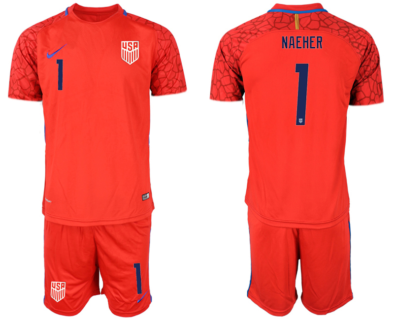 Men 2020-2021 Season National team United States goalkeeper red #1 Soccer Jersey1->united states jersey->Soccer Country Jersey